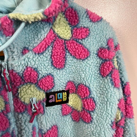 A. Lab Dazer Flower Fleece Zip Up Hoodie Jacket Size XL Blue Purple Kidcore - Picture 4 of 14
